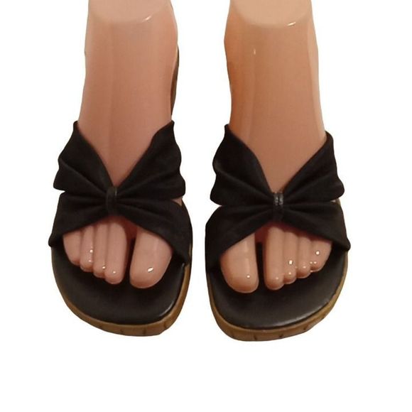 Sahara Black Wedge Heel Sandals Women's Size 8 - Picture 4 of 9